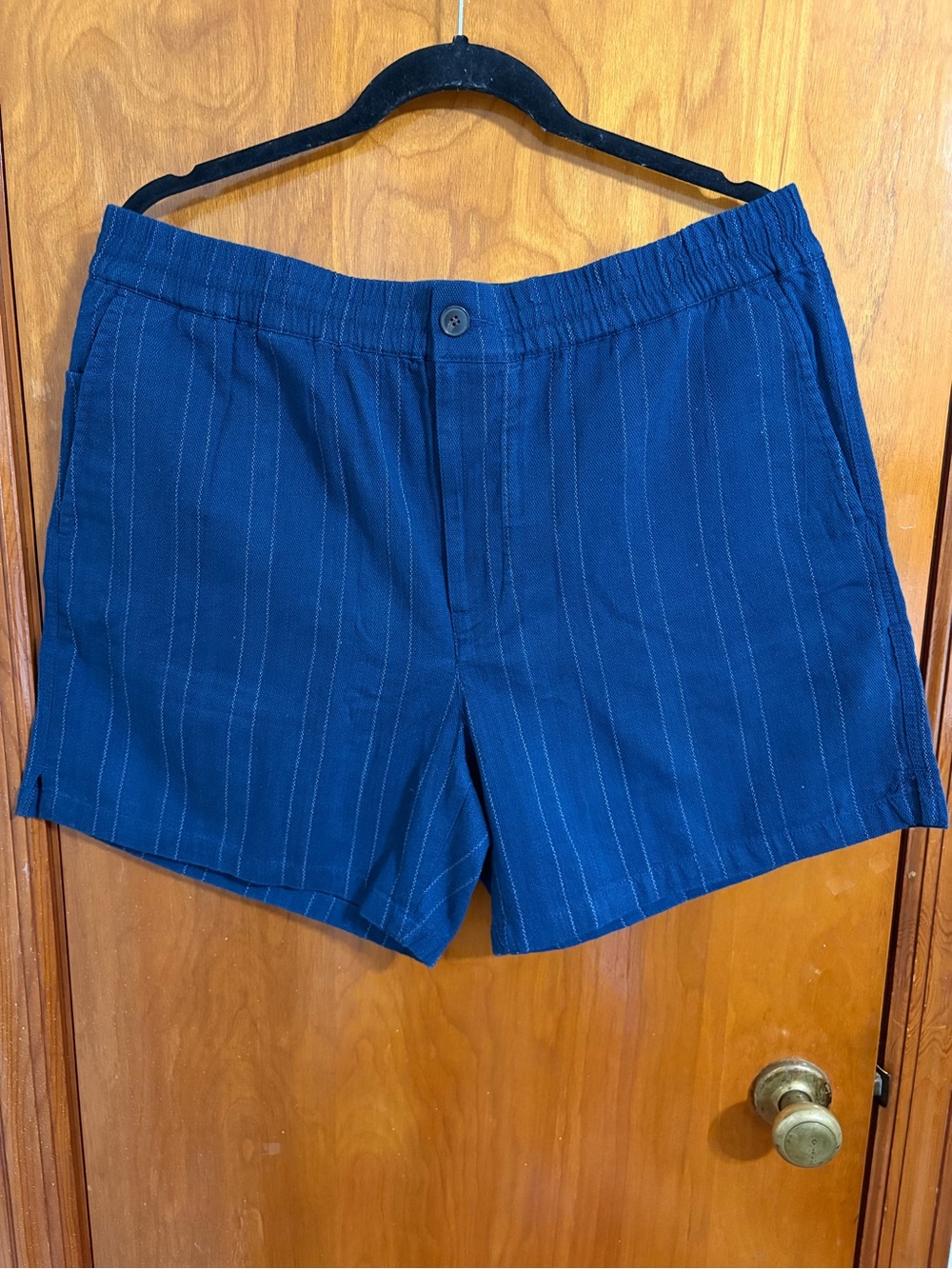 NWT Men’s Madewell Indigo Dyed elastic drawstring striped shorts Large